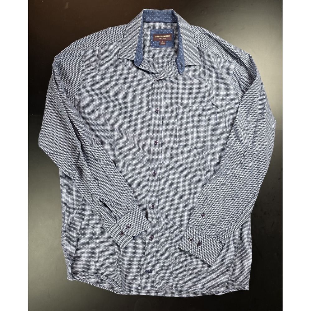 Johnston & Murphy Blue Geometric Shirt Men's Size XL